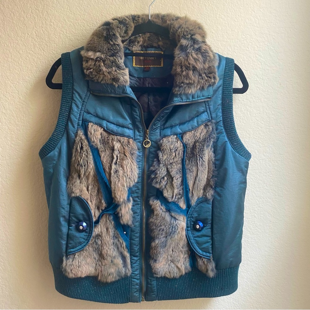 WENPAER vest with fur trim
